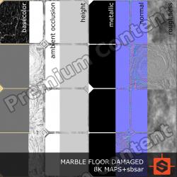 PBR substance material of marble floor damaged created in substance designer for graphic designers and game developers